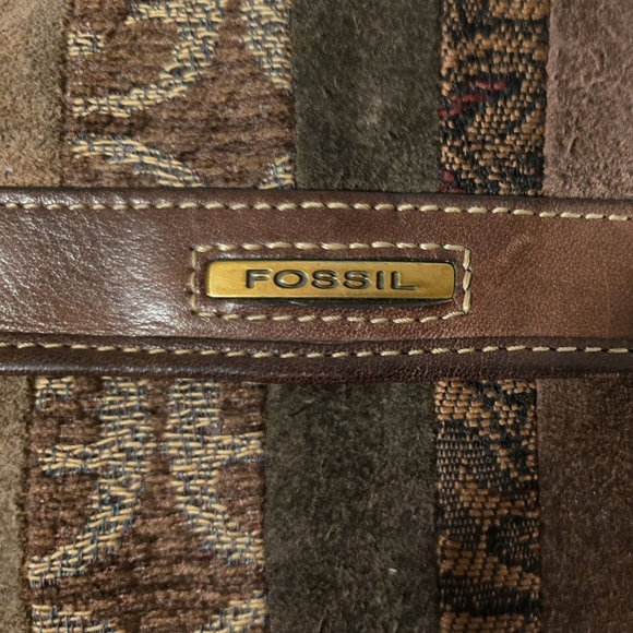 Vintage Fossil Patchwork Trifold Wallet/Checkbook Holder - Picture 2 of 6